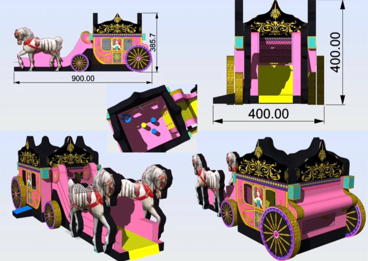 Princess Bouncy Castle and slide with horses Princess Bouncy Castle and slide with horses